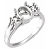 Accented Ring Mounting in 18 Karat White Gold for Oval Stone, 2.92 grams