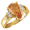 Accented Ring Mounting in 18 Karat Yellow Gold for Pear shape Stone, 3.85 grams