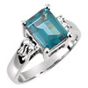 Accented Ring Mounting in 10 Karat White Gold for Emerald cut Stone, 2.74 grams