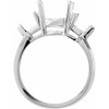 Three Stone Ring Mounting in 10 Karat White Gold for Oval Stone, 2.79 grams