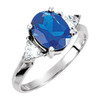 Three Stone Ring Mounting in 10 Karat White Gold for Oval Stone, 2.79 grams