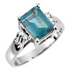 Accented Ring Mounting in 18 Karat White Gold for Emerald cut Stone, 3.64 grams