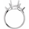 Three Stone Ring Mounting in 18 Karat White Gold for Oval Stone, 3.7 grams