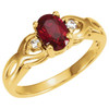 Accented Ring Mounting in 18 Karat Yellow Gold for Oval Stone, 3.9 grams