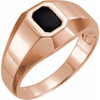 Bezel Set Ring Mounting in 14 Karat Rose Gold for Emerald cut Stone, 8.27 grams