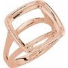 Solitaire Ring Mounting in 10 Karat Rose Gold for Cushion Stone, 5.65 grams