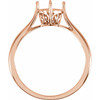 Solitaire Ring Mounting in 14 Karat Rose Gold for Oval Stone, 2.08 grams