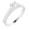 Solitaire Engagement Ring or Band Mounting in 10 Karat White Gold for Round Stone, 2.79 grams