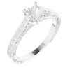 Solitaire Engagement Ring or Band Mounting in 10 Karat White Gold for Round Stone, 2.79 grams