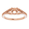 Accented Engagement Ring Mounting in 18 Karat Rose Gold for Round Stone, 3.88 grams