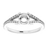 Accented Engagement Ring Mounting in Sterling Silver for Round Stone, 2.59 grams