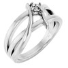 Bypass Ring Mounting in 18 Karat White Gold for Round Stone, 6.36 grams