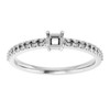 Accented Family Ring Mounting in 10 Karat White Gold for Square Stone, 1.86 grams