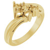 Family Bypass Ring Mounting in 18 Karat Yellow Gold for Round Stone, 4.18 grams