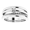 Family Ring Mounting in 10 Karat White Gold for Round Stone, 7.58 grams