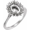 Halo Style Ring Mounting in 10 Karat White Gold for Oval Stone, 3.42 grams