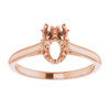Solitaire Ring Mounting in 10 Karat Rose Gold for Oval Stone, 2.48 grams