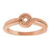 Family Beaded Ring Mounting in 18 Karat Rose Gold for Round Stone, 5.39 grams