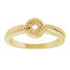 Family Beaded Ring Mounting in 18 Karat Yellow Gold for Round Stone, 5.39 grams