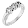 Family Ring Mounting in 18 Karat White Gold for Round Stone, 5.05 grams