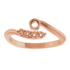 Family Bypass Ring Mounting in 18 Karat Rose Gold for Round Stone, 3.05 grams