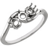 Three Stone Ring Mounting in 18 Karat White Gold for Round Stone, 3.39 grams