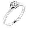 Accented Engagement Ring Mounting in 10 Karat White Gold for Round Stone, 2.2 grams