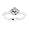 Accented Engagement Ring Mounting in 10 Karat White Gold for Round Stone, 2.2 grams