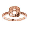 Halo Style Engagement Ring Mounting in 18 Karat Rose Gold for Round Stone, 4.81 grams