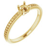 Accented Engagement Ring Mounting in 14 Karat Yellow Gold for Round Stone, 2.44 grams