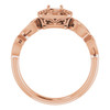 Halo Style Engagement Ring Mounting in 18 Karat Rose Gold for Round Stone, 4.35 grams