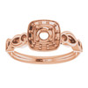 Halo Style Engagement Ring Mounting in 18 Karat Rose Gold for Round Stone, 4.35 grams