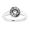 Halo Style Engagement Ring Mounting in Sterling Silver for Round Stone, 2.92 grams