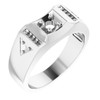 Accented Ring Mounting in 10 Karat White Gold for Round Stone, 8.61 grams