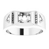 Accented Ring Mounting in 10 Karat White Gold for Round Stone, 8.61 grams