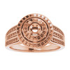 Double Halo Style Engagement Ring Mounting in 18 Karat Rose Gold for Round Stone, 7.42 grams
