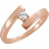 Family Bypass Ring Mounting in 18 Karat Rose Gold for Round Stone, 4.52 grams