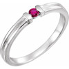 Family Ring Mounting in 18 Karat White Gold for Round Stone, 2.97 grams