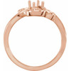 Family Ring Mounting in 14 Karat Rose Gold for Round Stone, 5.04 grams