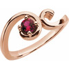 Family Ring Mounting in 14 Karat Rose Gold for Round Stone, 4.5 grams