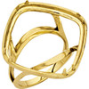 Cabochon Ring Mounting in 10 Karat Yellow Gold for Cushion Stone, 4.68 grams