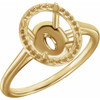 Halo Style Ring Mounting in 10 Karat Yellow Gold for Oval Stone, 2.7 grams