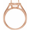 Halo Style Ring Mounting in 18 Karat Rose Gold for Oval Stone, 3.69 grams