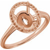 Halo Style Ring Mounting in 10 Karat Rose Gold for Oval Stone, 2.7 grams