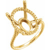 Rope Ring Mounting in 18 Karat Yellow Gold for Oval Stone, 5.17 grams