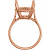 Rope Ring Mounting in 10 Karat Rose Gold for Oval Stone, 3.79 grams
