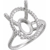 Rope Ring Mounting in Sterling Silver for Oval Stone, 3.45 grams