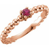 Family Stackable Ring Mounting in 10 Karat Rose Gold for Round Stone, 2.01 grams