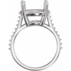 Accented Ring Mounting in 18 Karat White Gold for Oval Stone, 5.23 grams