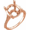 Accented Ring Mounting in 18 Karat Rose Gold for Oval Stone, 5.51 grams